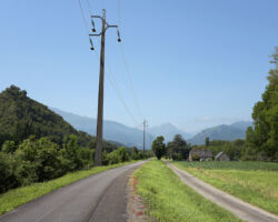Bike trail south from Lourdes towards the Pyrenees