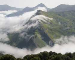 Morning fog, climbing Col d'Aubisque