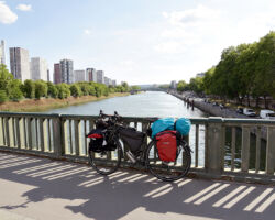 Crossing the Seine in Paris, the best biking city